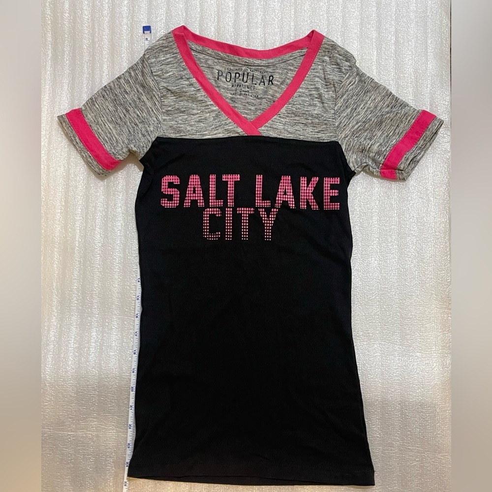 Gray and Black Salt Lake City T-Shirt with Pink Accents
